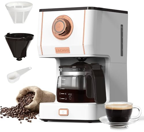 ZACHVO Filterkaffeemaschine Kaffeemaschine Filtermaschine 5 Tassen - Coffee Machine 650ml mit Glaskanne, Abnehmbaren Filter - Tropfstopp, Abschaltautomatik, 30min Warmhaltefunktion, 3 Brühmodus
