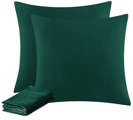Aisbo Kissenbezug 80x80 2er Set - Kopfkissenbezug 80 x 80 Dunkelgrün mit Reißverschluss aus Mikrofaser, ÖKO-TEX Pillow Cover 80x80cm, Weich und Bügelfrei