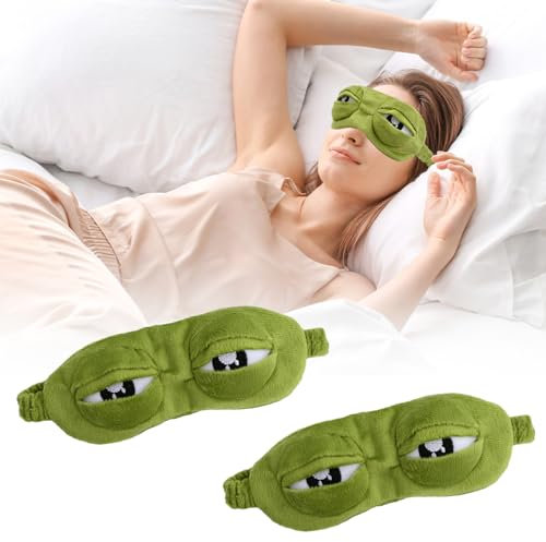 Frosch Augenmaske,2 Stück Schlafmaske Augenbinde Grüne Emoji Cartoon Frosch Wacky Augenmaske 3D-Augenmaske Personalisierte Spaßkreationen für Kinder Damen Männer