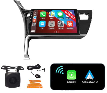 [4G 64G] Android Car Stereo FM Radio Carplay Android Auto 10.1 Touchscreen Headunit Media Player with Backup Kamera Für Toyota Corolla 2017 2018 2019 Small Hole