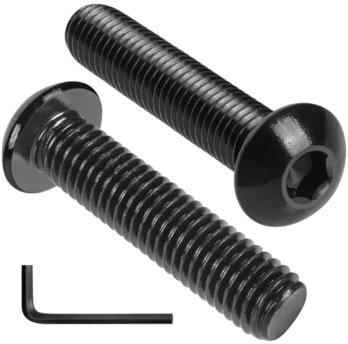 VGBUY 9 tornillos de cabeza de botón de 3/8-16 x 2, acero inoxidable 304 18-8, chapado en zinc negro, totalmente roscado, con llave hexagonal Allen