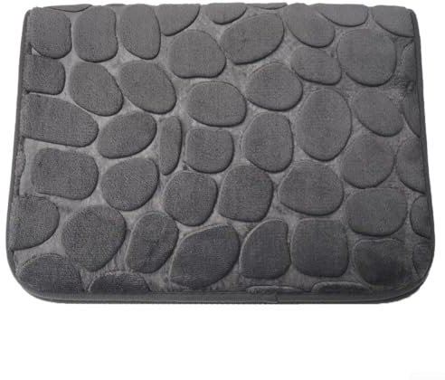 Weiche Badematte, Kieselstein-Teppiche, saugfähig, für Boden, WC, Memory-Schaum, PVC, wasserabsorbierend, rutschfest, Badezimmermatte (grau)