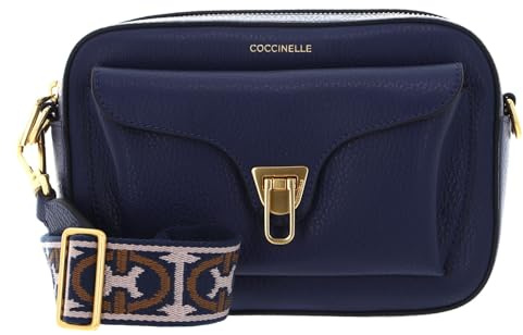 Coccinelle Leder Umhängetasche Beat Soft Ribb Crossbody Bag Grained Leather Royal Blue blau