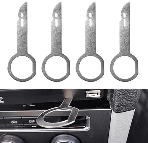 4 Pcs Car Radio Removal Tool,Silver Radio Removal Keys,Stainless Car Stereo Removal Tools,Universal Portable Radio Release Keys Extraction Tool,Pin Stereo Hooks Tools,for Most Models on the Market