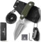 DRACHENADER Neck Knife X-WH, Wharncliffe D2 lama fissa 7, 6 cm, mini coltello Full Tang con fodero in Kydex, catena a sfere e clip per cintura, lama argento + manico in G10 verde