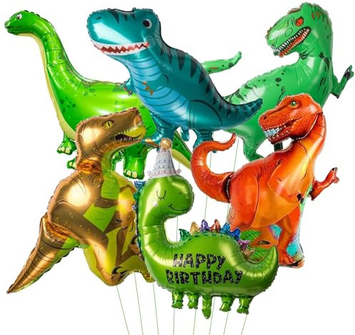 DazzJoy Dino Luftballon Tiere Ballons, XXL Luftballon Dino Geburtstag Deko, Dinosaurier Luftballons Tiere Geburtstag, Dino Ballon Tiere, Dinosaurier Folienballon Tiere für Dschungel Deko Geburtstag