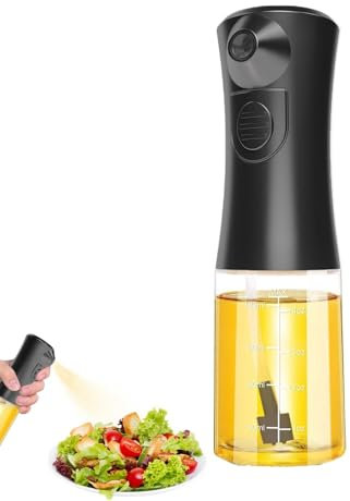 Peufcmi Pulvérisateur électrique, Spray huile de cuisine, Pulvérisateur d'huile Premium pour cuisine et friteuse d'air 160ml Spray Cuisine Anti-goutte, Chargement facile USB - Huilier en verre