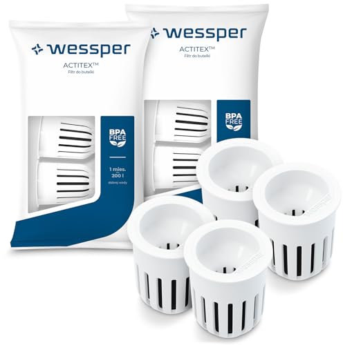 Wessper Water Bottle Filters ActitexTM Replacement - Pack of 4 | Replacement for Dafi Bottle Dafi Soft | Refill Pack for a Sports Water Bottle, Filter for The Filter Bottle