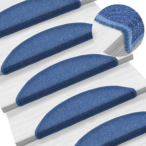 Xichuzi Stufenmatten 10 STK Treppenmatten, Treppenstufen Matten, Teppich Treppenstufen, Treppenteppich, Treppenauflagen Teppich, 56x20 cm Blau