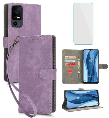 IUQXU for TCL 40 Nxtpaper 5G Wallet Phone Case with Screen Protector [RFID Blocking] Leather Card Holder Kickstand Women Men Cell Phone Case for TCL40 Nxtpaper 5G 40Nxtpaper TCL40Nxtpaper 5G Purple