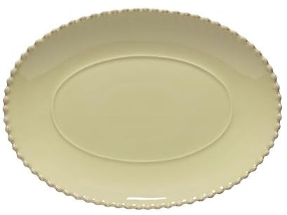 Costa Nova Ceramic Stoneware 14'' Oval platter - Pearl Collection Lilly Green | Microwave & Dishwasher Safe Dinnerware | Food Safe Glazing | Restaurant Quality Dinnerware