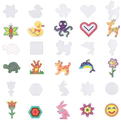 15 Stück Bügelperlen Platten, Vorlagen für Bügelperlen 5mm,TierSteckperlen Platten mit Bügelpapier Zubehör,Tier Muster Steckplatten für DIY Handwerk,Kinder, Jungs, Mädchen