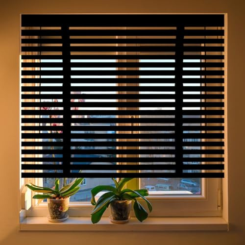 Innenjalousien Holzjalousie, 45cm 55cm 60cm 75cm 105cm 140cm 160cm Horizontal Jalousien für Fenster & Türen, 50mm Lamellen Anpassbare Holz Jalousie Verdunkelun Echtholz Jalousette(Black)