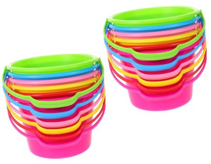 SOPOTUTU 12Stücke Teiliges Bunter Sandspielzeug Eimer für Junge Mädchen Mini Strandkübel Vielseitig Einsetzbar für Strand Garten und Spielplatz für Spielen im Sand und Wasser