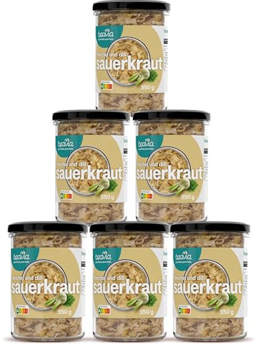 Beavia Fermentiertes Sauerkraut mit Fenchel & Dill | 6 × 350 g | Fermentiertes Weißkohl – ungekühlt haltbar | Ohne Konservierungsstoffe & Zuckerzusatz | Vegan, gluten- & laktosefrei
