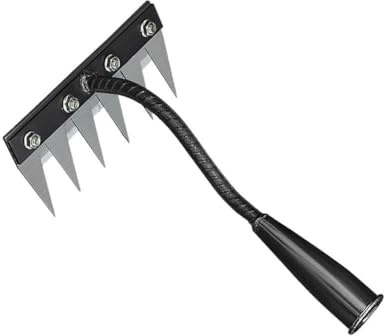 Qeortohers 5/6/7/8 Teeth Carbon Steel Garden Hoe Weeding Rake Farm Tool Weeding Scarifier Tool Harrow Loosening Garden Agricultural Nail