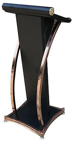 RAABYU Rednerpultständer aus Metall für die Kirche, das Büro und die Schule – Gebogenes Rednerpult aus Edelstahl für Konferenzen