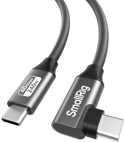 SMALLRIG USB4 40 Gbit/s USB-C-Kabel, 240 W Schnellladung und 8K@60Hz Video und 40 Gbit/s Datenübertragung, Handy Ladekabel, 35 cm/13,8 Zoll, für MacBook, für iPad Pro, für iPhone – 5075