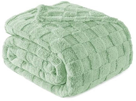 Exclusivo Mezcla Kuscheldecke Flauschig 220x240 cm Fleecedecke Tagesdecke | Weich, Leicht, Atmungsaktiv, Karierte Decke, Bett, Sofa, kuschelig, Wohndecke, Bettüberwurf, alle Jahreszeiten, Salbeigrün