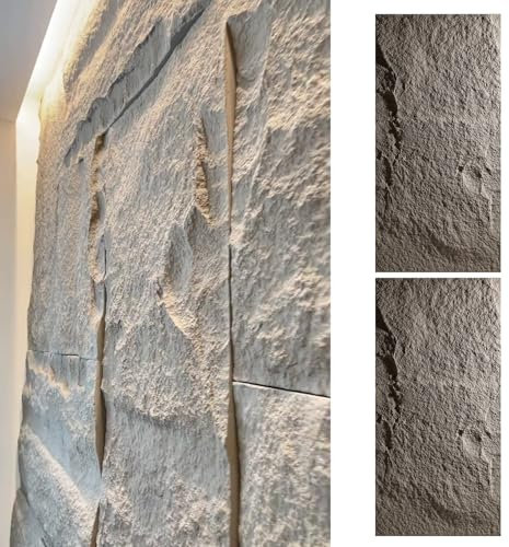 3D Faux Stone Wall Cladding Panel for Indoor and Outdoor, Modern PU Interior Exterior Accent Covering (Brown, 2pcs)