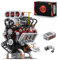 Y15001 V8 Motor Bausatz Bausteine, 2347 Teile mit Motoren Batteriekasten Klemmbausteine Engine Modellbausatz Bausteinset