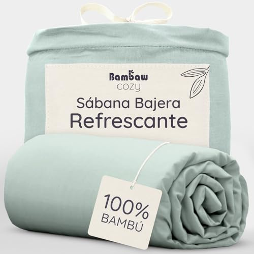Bambaw Bamboo Bed Sheets Super King Size 180x200 cm, Deep Pockets 35cm, Cooling Bedding for Night Sweats, 100% Bamboo Sheets, Cool Super King Bedding, Soft Deep Fitted Sheet 180x200 cm (Sea Glass)