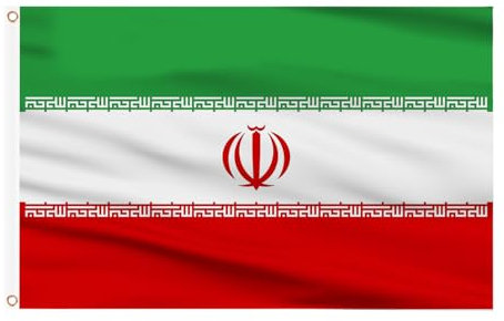 AhfuLife Bandera de Irán 150cm x 90 cm para Decoración de Fiestas, 4 Piezas de Bandera Irán Grande de Poliéster de Doble cara con Ojales de Latón para el Día Nacional, Copa Mundial, Fútbol, Jardín