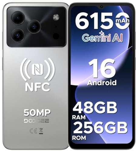 DOOGEE Note 56 Plus AI Android 16 Smartphone Ohne Vertrag, 48GB+256GB/2TB TF, Handy ohne vertrag 50MP AI Kamera, T7225 Octa Core 6150mAh Akku Handy, 6.56 HD+ 90Hz, Widevine L1/NFC/Face/Fingerabdruck