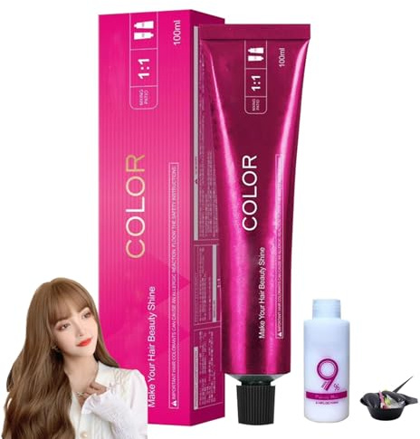 Luxurie Haarfarbstoff ohne Bleichmittel - Shoupin Farbe Haarfarbstoff, Shecolo -Friseur, kein bleiches Haar nahrhaftes Farbfärben, keine Haarschäden (83-Milk Tea)