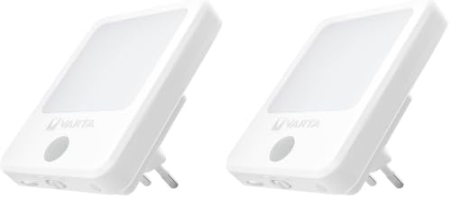 VARTA Nachtlicht Steckdose mit Bewegungssensor LED, Motion Sensor Plug Light, Nachtlampe für Kinder, stufenlose Dimmfunktion, automatische Abschaltung nach 90 Sek (Packung mit 2)