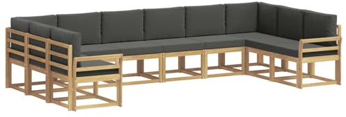 vidaXL Outdoor-Sofagarnitur mit Kissen 10 pcs Weiß und Anthrazit, Gartenliege, modernes Lounge Set, wetterbeständige Möbel, perfekte Sitzgruppe für den Außenbereich