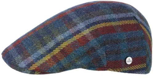 LIERYS Sheatland Wool Flatcap Herren Karierte Wintercap Schirmmütze Made in Italy Herbst Winter blau 58 cm