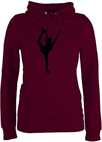 Pullover Damen Hoodie Frauen - Snowboard, Ski und mehr - Eiskunstläuferin Einzellaufen - M - Burgundrot - eiskunstlaufen Pulli eislaufen Oberteil iceskater Oberteile eislauf für Kapuzenpullover