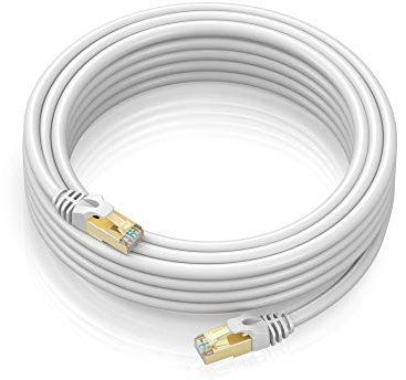 Cat 7 Ethernet Cable 75 ft - High-Speed Cat7 Internet & Network LAN Patch Cables, RJ45 Connectors - Perfect for Gaming, Streaming, and More (White)