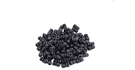 100pcs Waterproof PG7 Cable Gland Connector Black Plastic Adjustable IP68 M12 Thread Cable Gland With Locknut For 3.5-6mm Wire