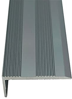 Grandismo® 3ft - Stair Nosing 9mm - Stick-Down Edging Tread Strip - Tile/Laminate/Wood Aluminium to Vinyl or Carpet - Threshold Metal Door Trim/Edging - Grey Colour