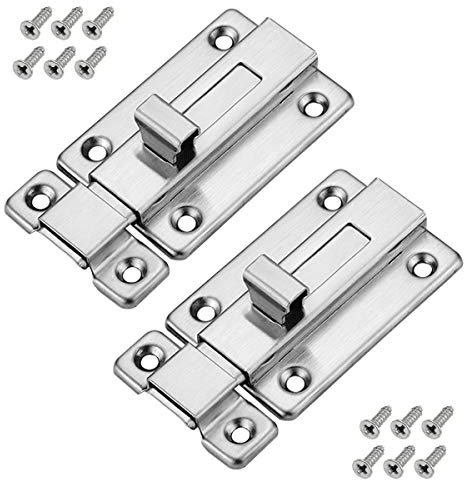 Dokpav 2 Pcs Door Locks, 3 Inch Stainless Steel Door Bolts Slide Door Bolts for All Internal Doors, Bedroom Bathroom