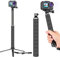 TELESIN Selfie Stick Tripod, 35.5'' Carbon Fiber Waterproof Lightweight Extension Pole Monopod for GoPro Max Hero 12 11 10 9 8 7 6 5, DJI Action 3 4, Insta360 Ace Pro X2 X3 GO2 GO3 Camera Accessories