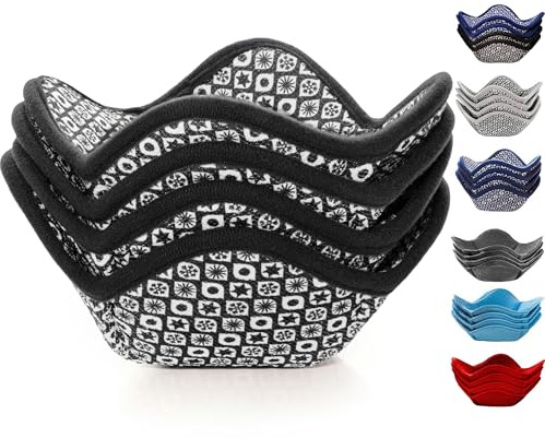 Microwave Bowl Cozy Huggers Set of 4 – for Hot and Cold Bowls, Plates and Dishes Bowl Holder for Microwave (Black and White)