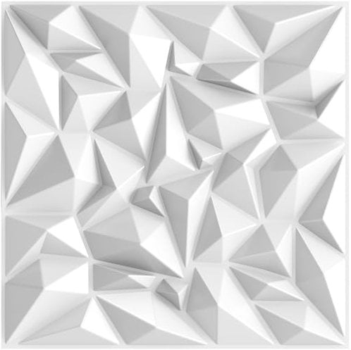 TroyStudio Acoustic Sound Diffuser Panels, 19.7 X 19.7 X 1 inches 12 Pcs White PVC Plastic 3D Wall Panel, Recording Studio Acoustical Treatment Diffusion panel, Art Decorative Ceiling Tiles