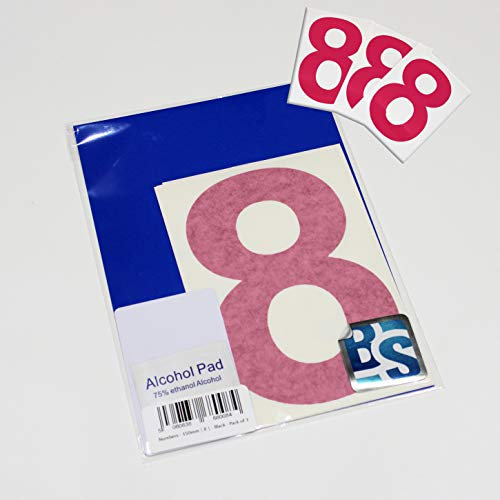 BS® Large Waterproof Non-fading Self Adhesive Vinyl Numbers | 8 (EIGHT) | 150mm | Pack of 4 | MAGENTA | Wheelie Bin Numbers