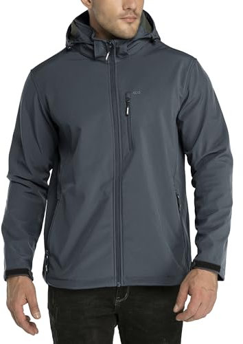 33,000ft Softshelljacke für Herren Wasserdicht Winterjacke Winddicht Warme Fleece Gefüttert Windbreaker Funktionsjacke Outdoorjacke für Wandern Fahrrad Camping Dunkelgrau L