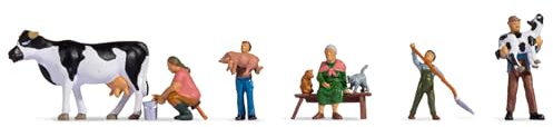 NOCH H0 Figuren Bauernfamilie, Modellbau Figuren Set H0 in 1:87, perfekt für ländliche Szenen auf der Modellbahn