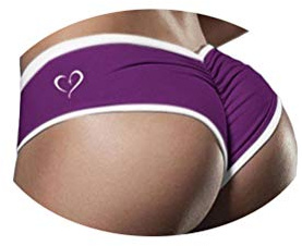 ORANDESIGNE Short D’Été Sport Femme Legging Court Plage Sexy Pantalon Yoga Push Up Taille Haute Pantalon pour Fitness Jogging Gym Bas de Maillot C Violet XS