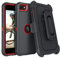 DUEDUE Case for iPhone SE 2022/2020 Case, Military Grade Heavy Duty Drop Protection Shockproof Full Body Rugged Cover with Kickstand Belt Clip Holster for iPhone SE 3nd/2nd Generation, Red Black