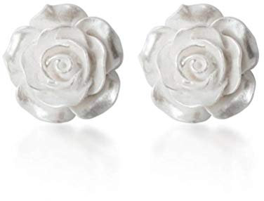TYERY S925 Argento Puro Bianco Crema Design Orecchini Rosa, Orecchini Fiore Moda CoreanaUn paio, Argento 925