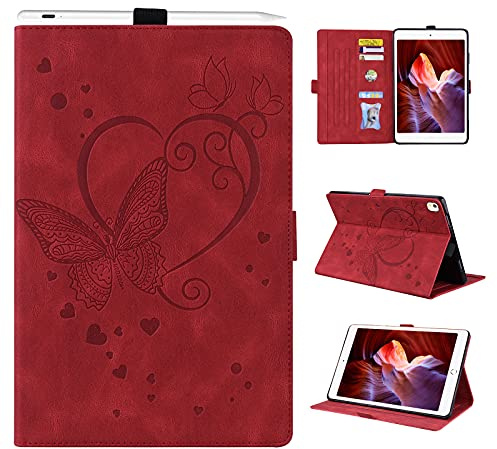 Auslbin iPad 10.2 Hülle,iPad 9.Generation 2021/iPad 8.Generation 2020/7.Generation 2019,iPad Air 3 2019/iPad Pro 10.5 2017 Hülle PU Leder mit Auto Schlaf/Aufwach Klapp Leicht Schutzhülle,Rot