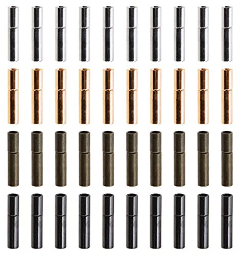 ECSiNG 40pcs Cord End Caps 2mm Push Tube Clasps Bracelet End Clasp Jewelry Making Finding for Bracelet Necklace Black Gun Rose Gold Bronze Silver