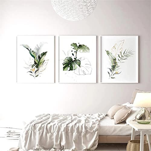 Sarah Duke Premium Poster Set Natur, 3er Set Pflanzen Wandbilder, Ohne Rahmen Nordic Kunstposter, Modern Leinwand Bilder Art Deko für Schlafzimmer Wohnzimmer (40 x 50 cm)