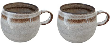 PintoCer - 2 tasses avec poignée, céramique grès, idéal pour café, lait, thé et chocolat, passe au lave-vaisselle et au micro-ondes